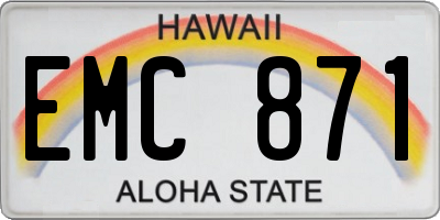 HI license plate EMC871