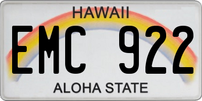 HI license plate EMC922