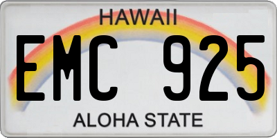HI license plate EMC925