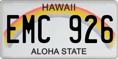 HI license plate EMC926