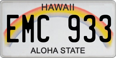 HI license plate EMC933