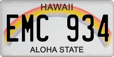 HI license plate EMC934