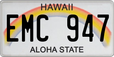 HI license plate EMC947