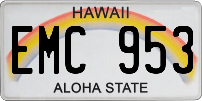 HI license plate EMC953