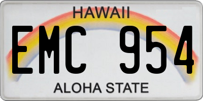 HI license plate EMC954