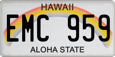 HI license plate EMC959