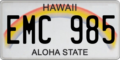 HI license plate EMC985