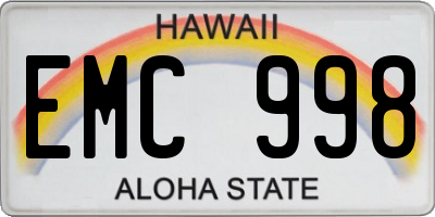 HI license plate EMC998