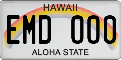 HI license plate EMD000