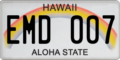 HI license plate EMD007
