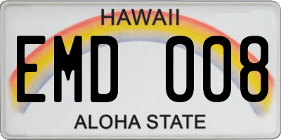 HI license plate EMD008