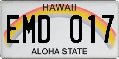 HI license plate EMD017