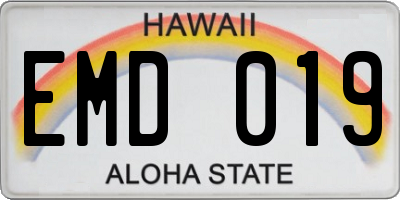 HI license plate EMD019