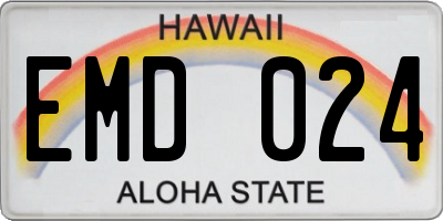 HI license plate EMD024