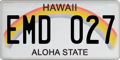 HI license plate EMD027