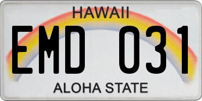 HI license plate EMD031