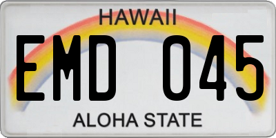 HI license plate EMD045