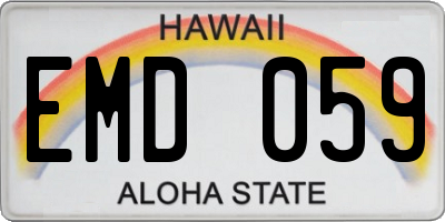 HI license plate EMD059