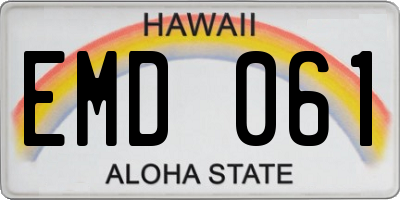 HI license plate EMD061