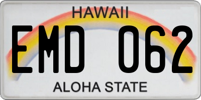 HI license plate EMD062