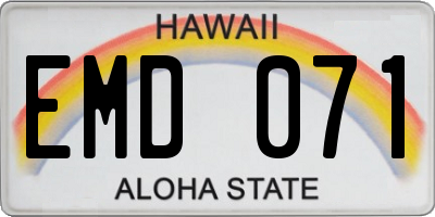 HI license plate EMD071
