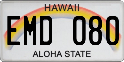 HI license plate EMD080