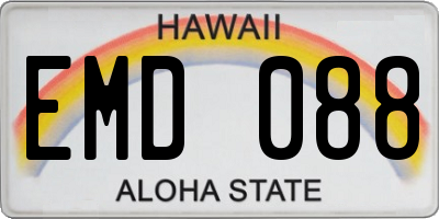HI license plate EMD088