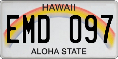 HI license plate EMD097