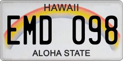 HI license plate EMD098