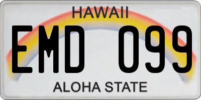 HI license plate EMD099