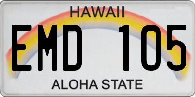 HI license plate EMD105