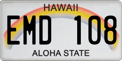 HI license plate EMD108