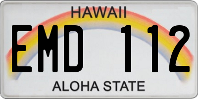HI license plate EMD112