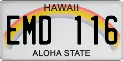 HI license plate EMD116