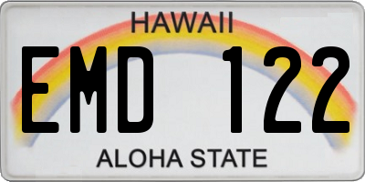 HI license plate EMD122