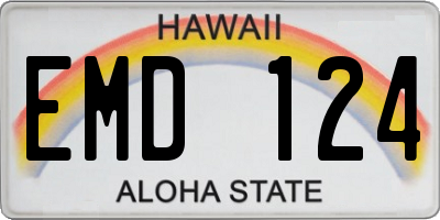 HI license plate EMD124