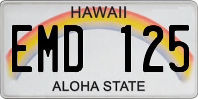 HI license plate EMD125