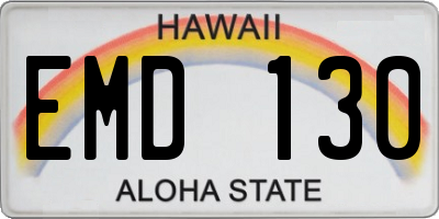 HI license plate EMD130