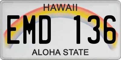 HI license plate EMD136