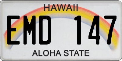 HI license plate EMD147