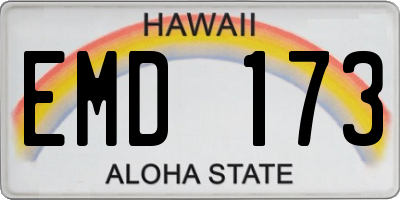 HI license plate EMD173