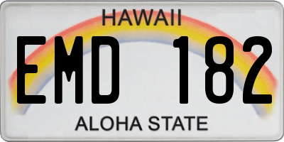 HI license plate EMD182