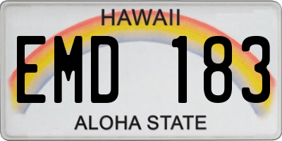 HI license plate EMD183