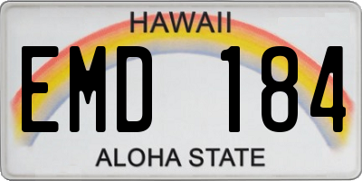 HI license plate EMD184