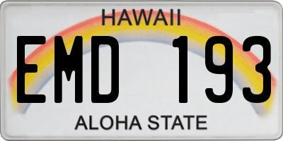 HI license plate EMD193