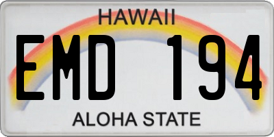 HI license plate EMD194