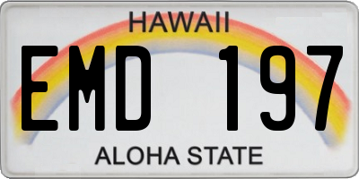 HI license plate EMD197