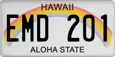 HI license plate EMD201