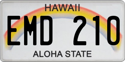 HI license plate EMD210
