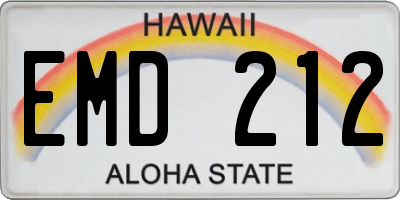 HI license plate EMD212